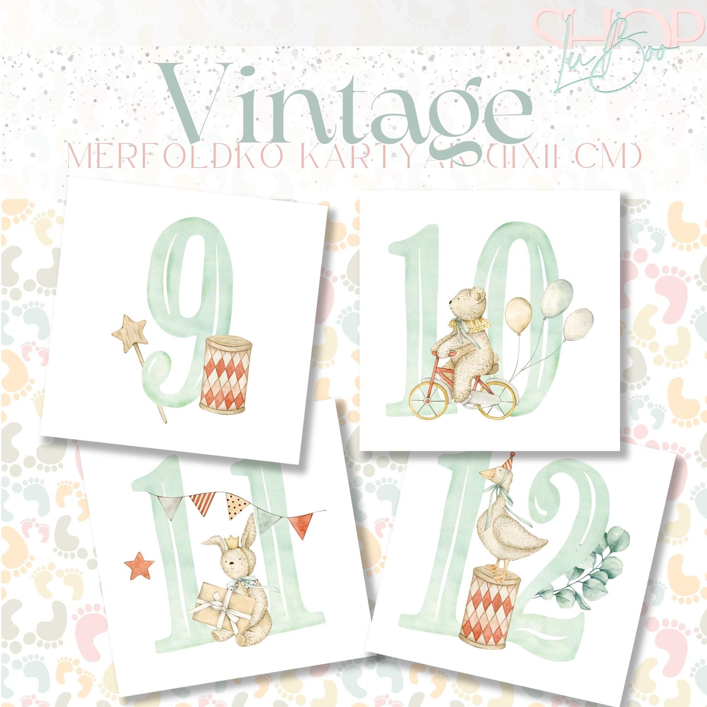 Mérföldkő kártyák - Vintage (11x11 cm) - ShopLuBoo