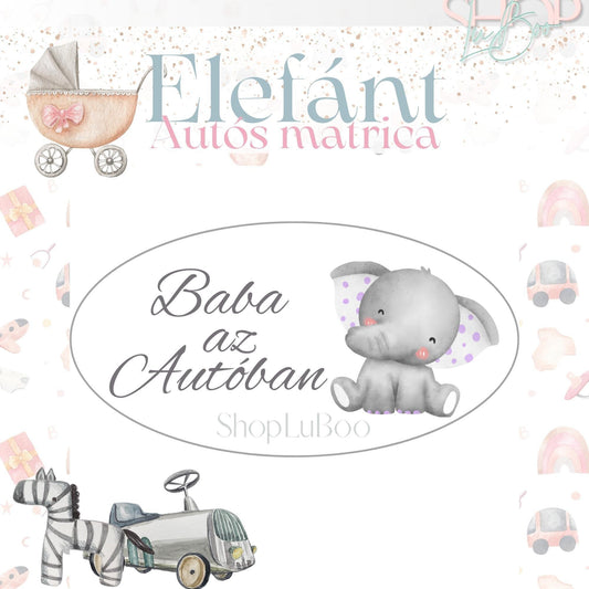 "Együtt az Utakon" - Autómatrica - ShopLuBoo - elefant