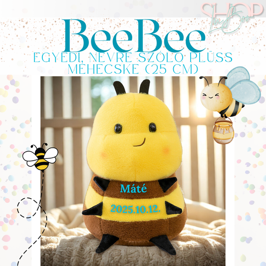 BeeBee - Egyedi, névre szóló plüss méhecske (25 cm)
