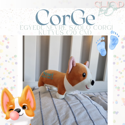 CorGe - Egyedi, névre szóló corgi kutyus (20 cm)