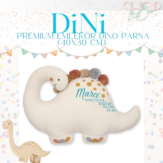 Dini - Prémium emlékőr dino párna (40x30 cm)