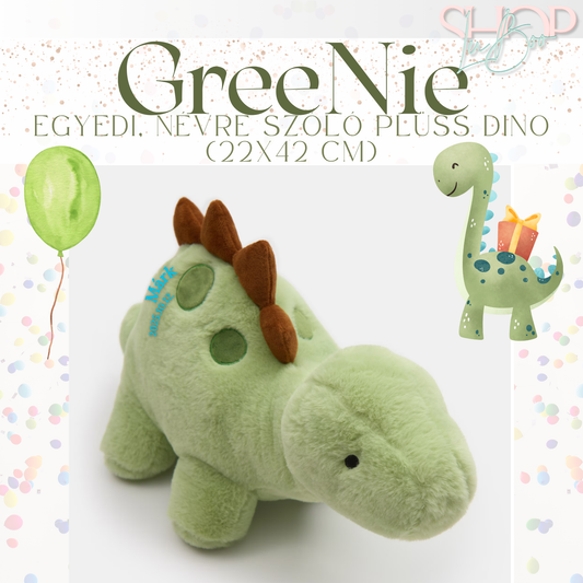 GreeNie - Egyedi, névre szóló plüss dino (22x42 cm)