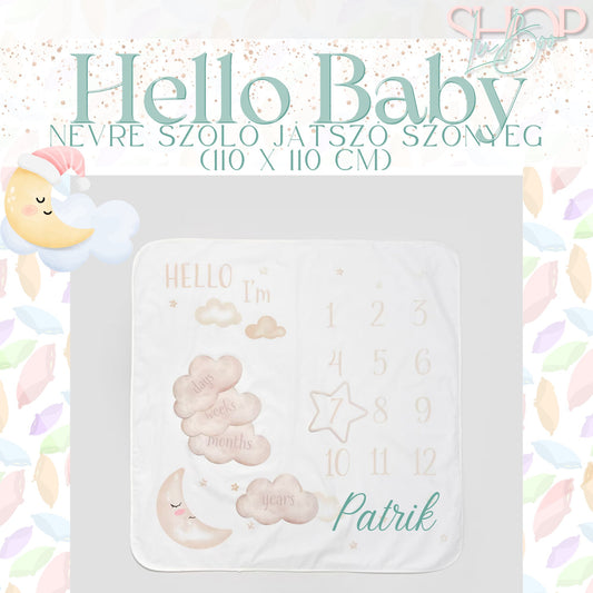 Hello Baby - Névre szóló mérföldkő játszószőnyeg (110x110 cm)