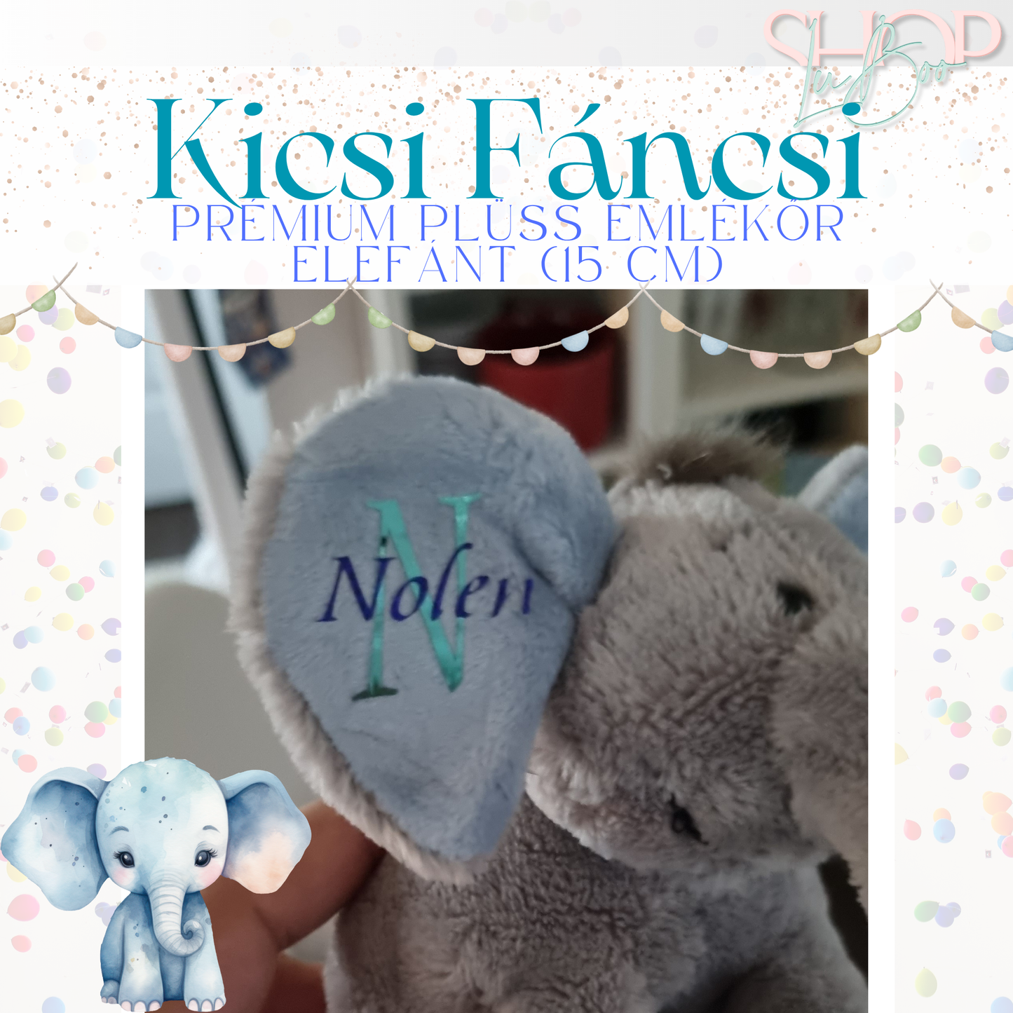 Kicsi Fáncsi - Prémium plüss emlékőr elefánt (15 cm)