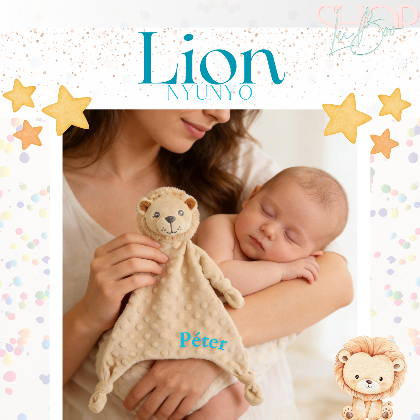 Lion névre szóló oroszlán nyúnyó (24 cm)