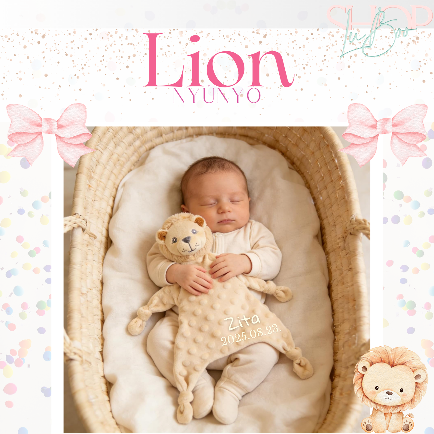Lion névre szóló oroszlán nyúnyó (24 cm)