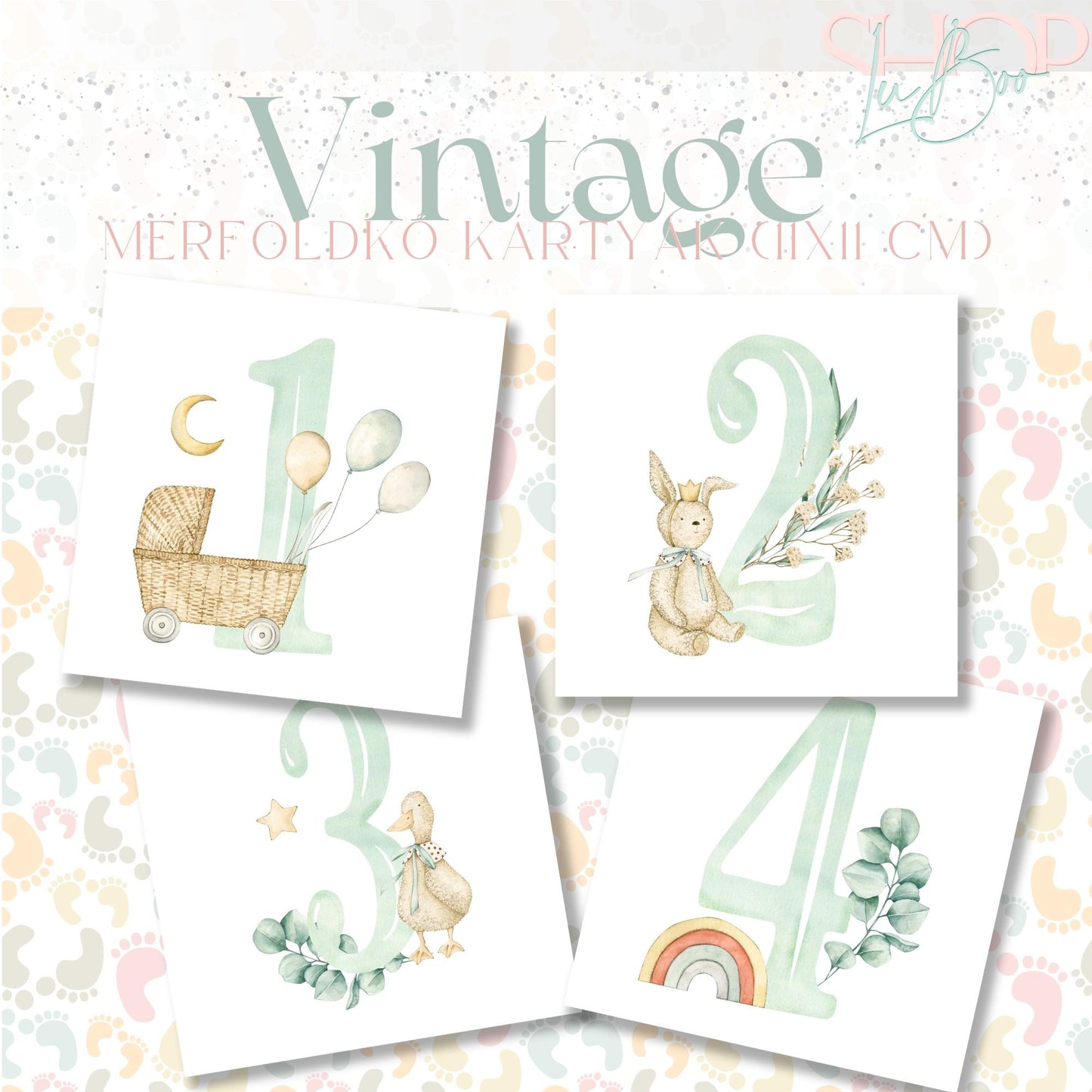 Mérföldkő kártyák - Vintage (11x11 cm) - ShopLuBoo