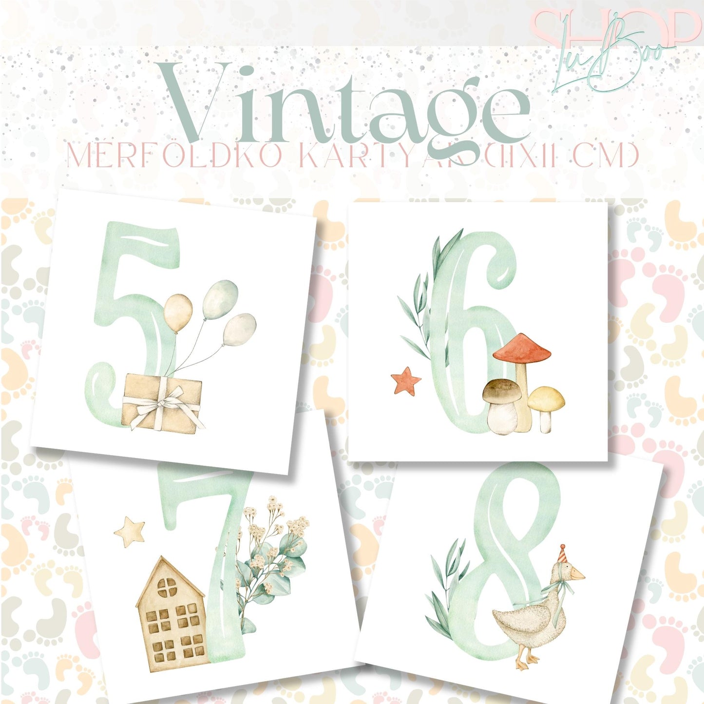 Mérföldkő kártyák - Vintage (11x11 cm) - ShopLuBoo