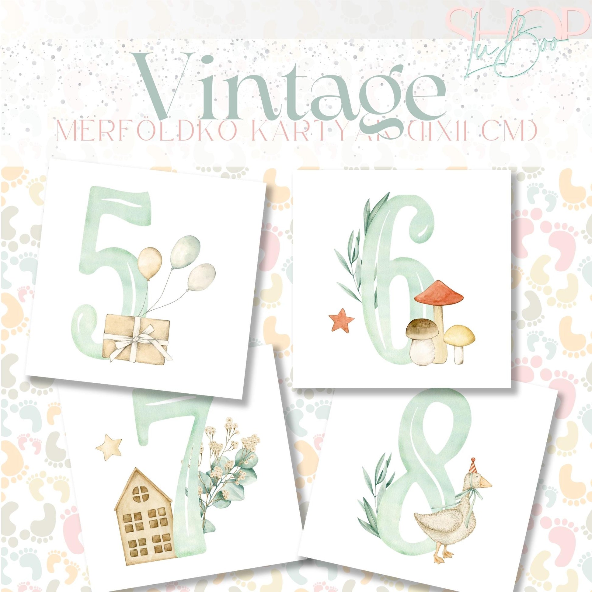 Mérföldkő kártyák - Vintage (11x11 cm) - ShopLuBoo