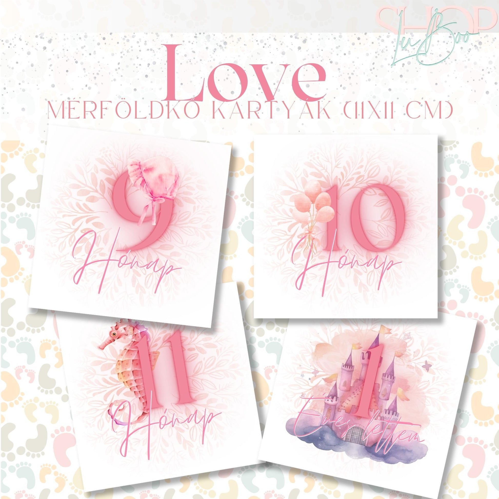 Egyedi baba mérföldkő kártyák – ShopLuBoo ajándék babaváróra