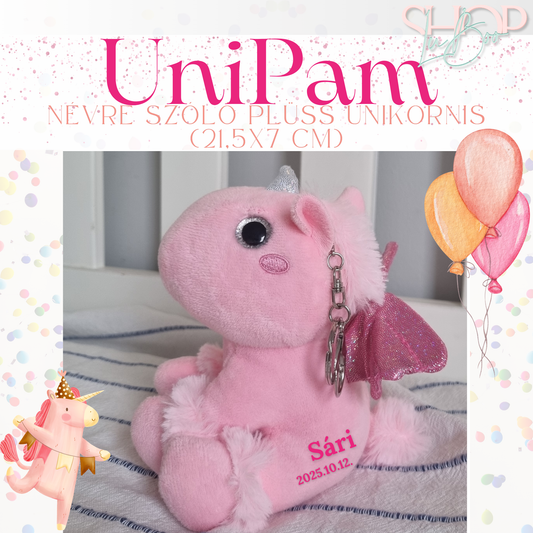 UniPam - Névre szóló plüss unikornis (21,5x7 cm)