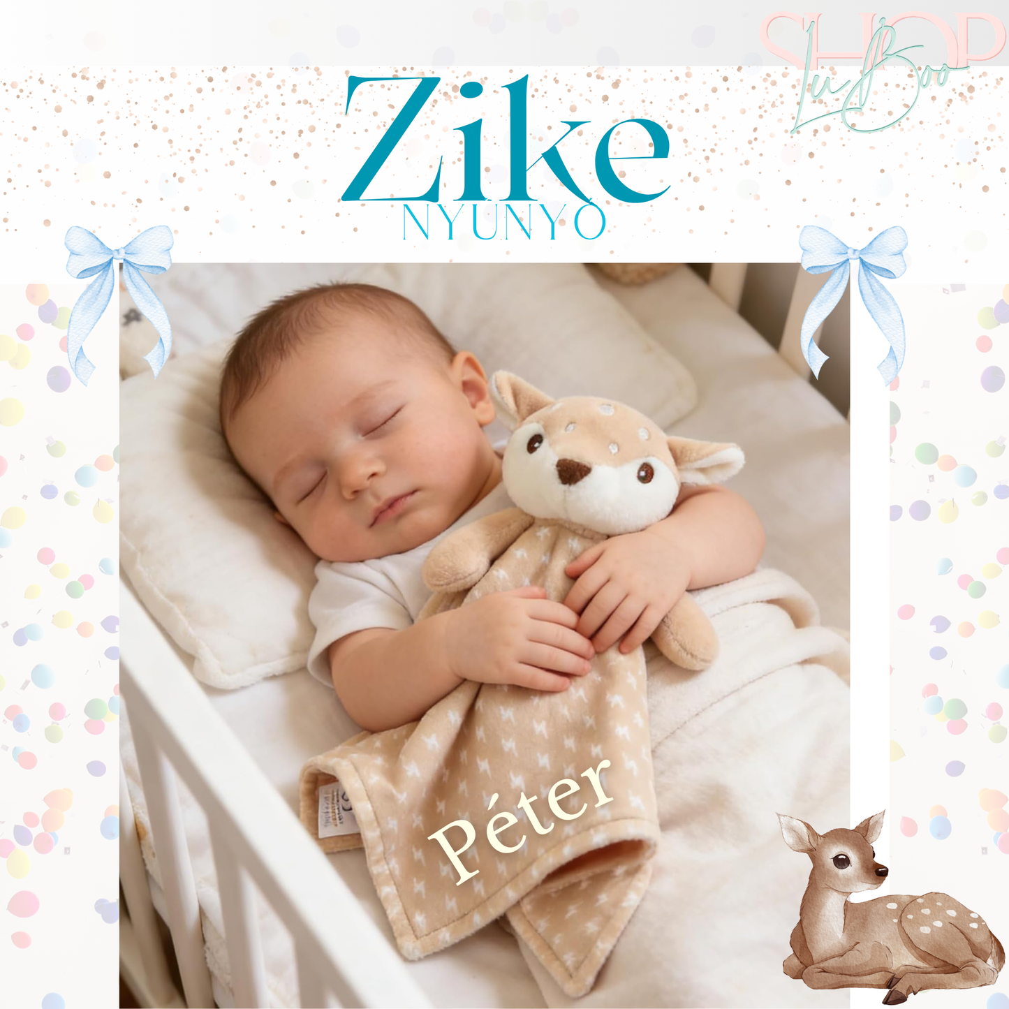 Zike névre szóló őzike nyúnyó (34 cm)