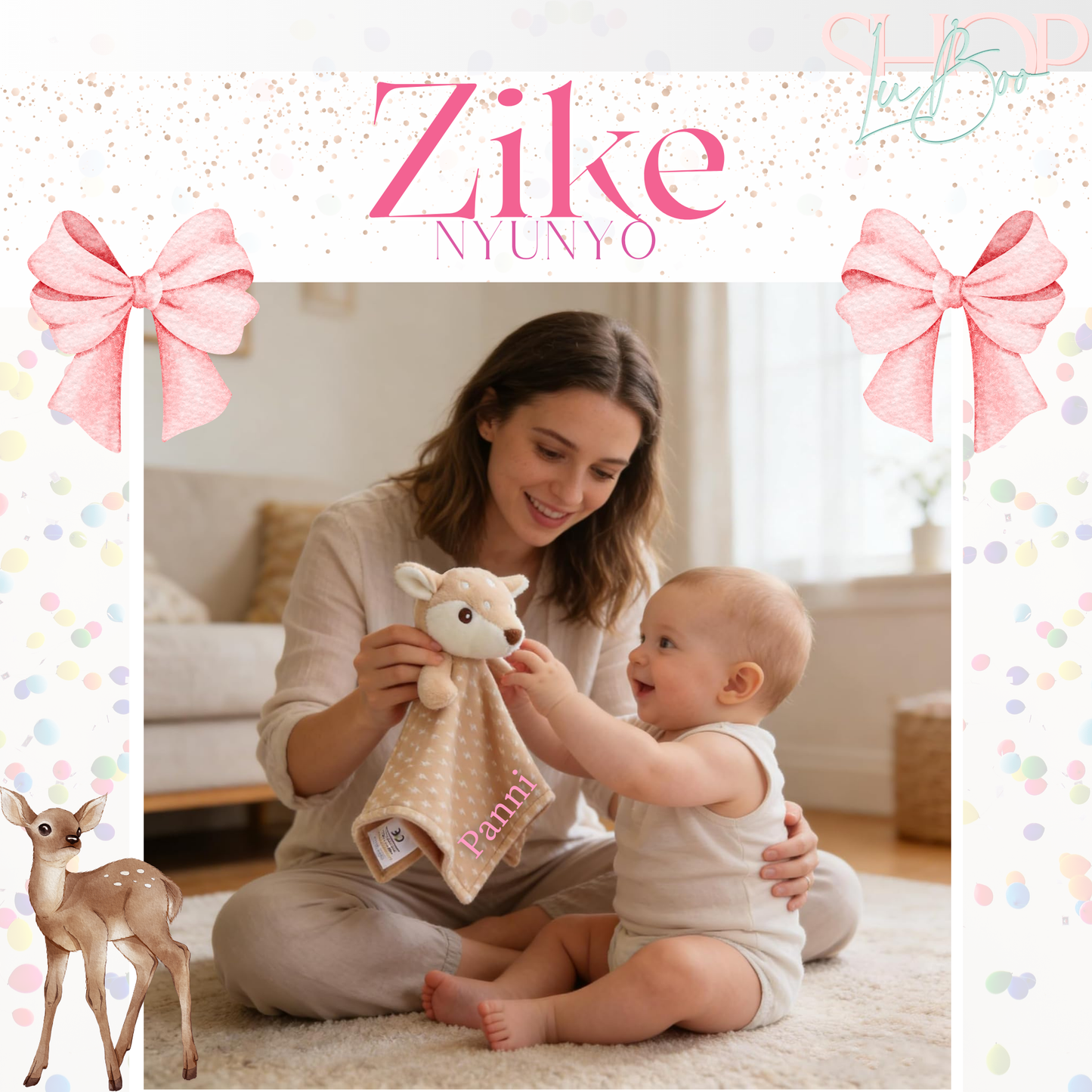 Zike névre szóló őzike nyúnyó (34 cm)