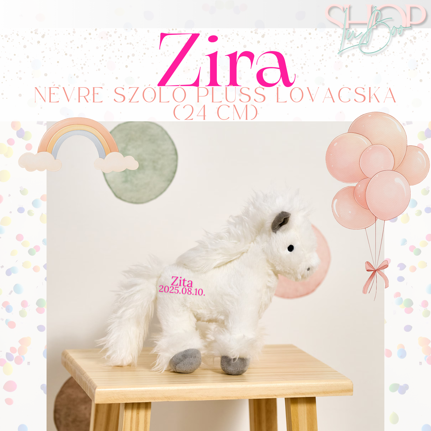 ZiRa - Névre szóló plüss lovacska (24 cm)