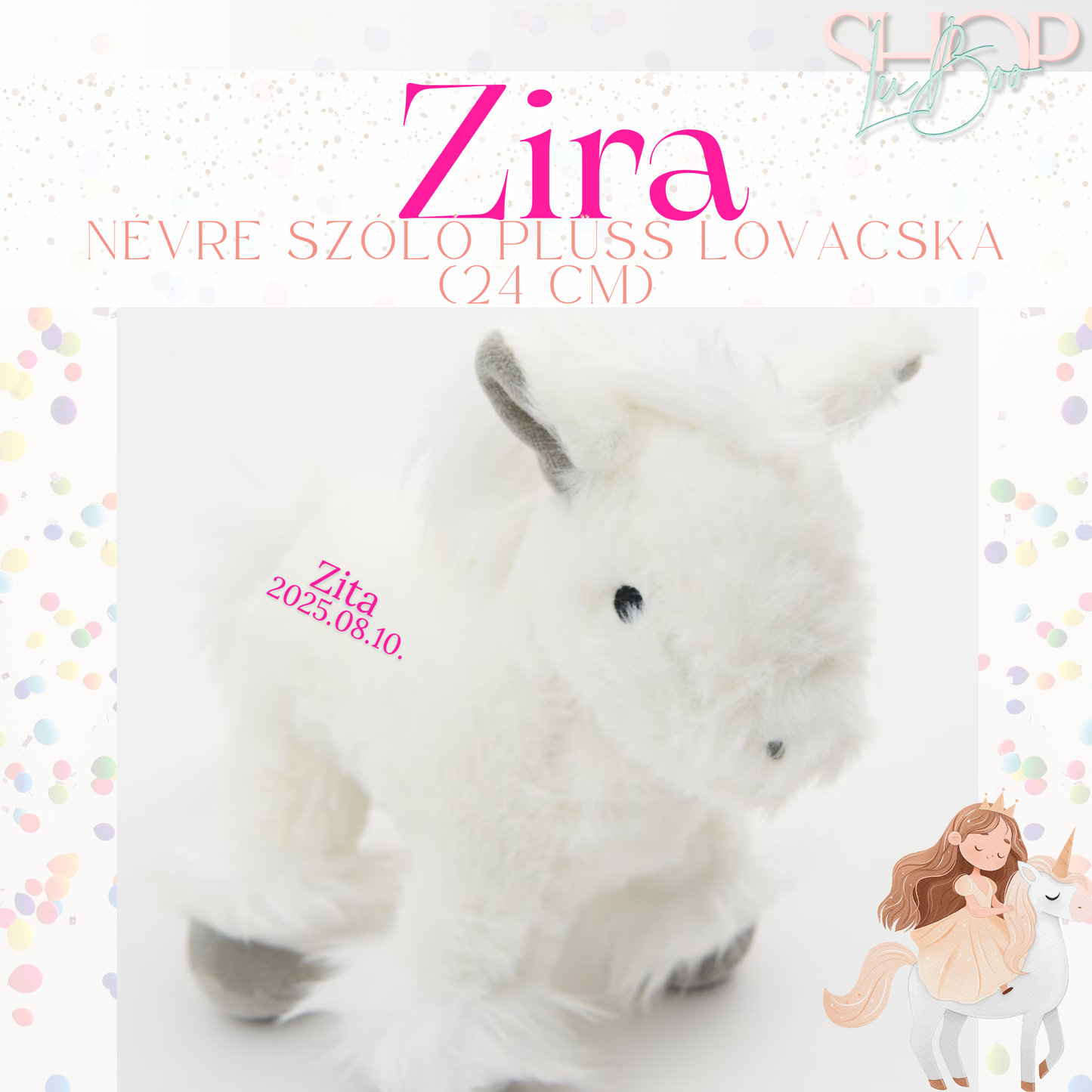 ZiRa - Névre szóló plüss lovacska (24 cm)